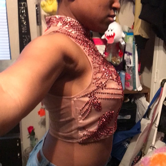 Beautiful maroon & cream 2 piece prom dress - Picture 6 of 8